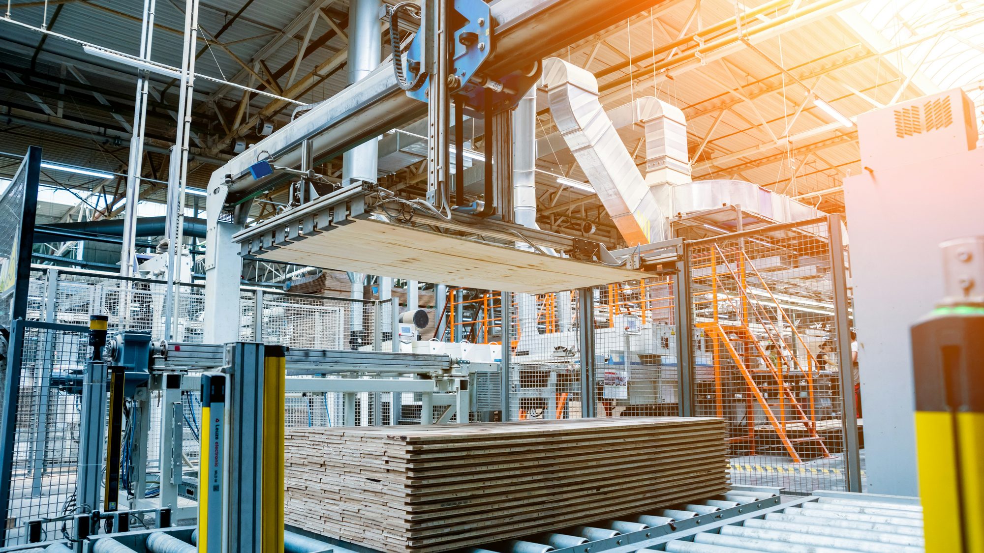 Industrial machinery on a production line, shot on a manufacturing floor